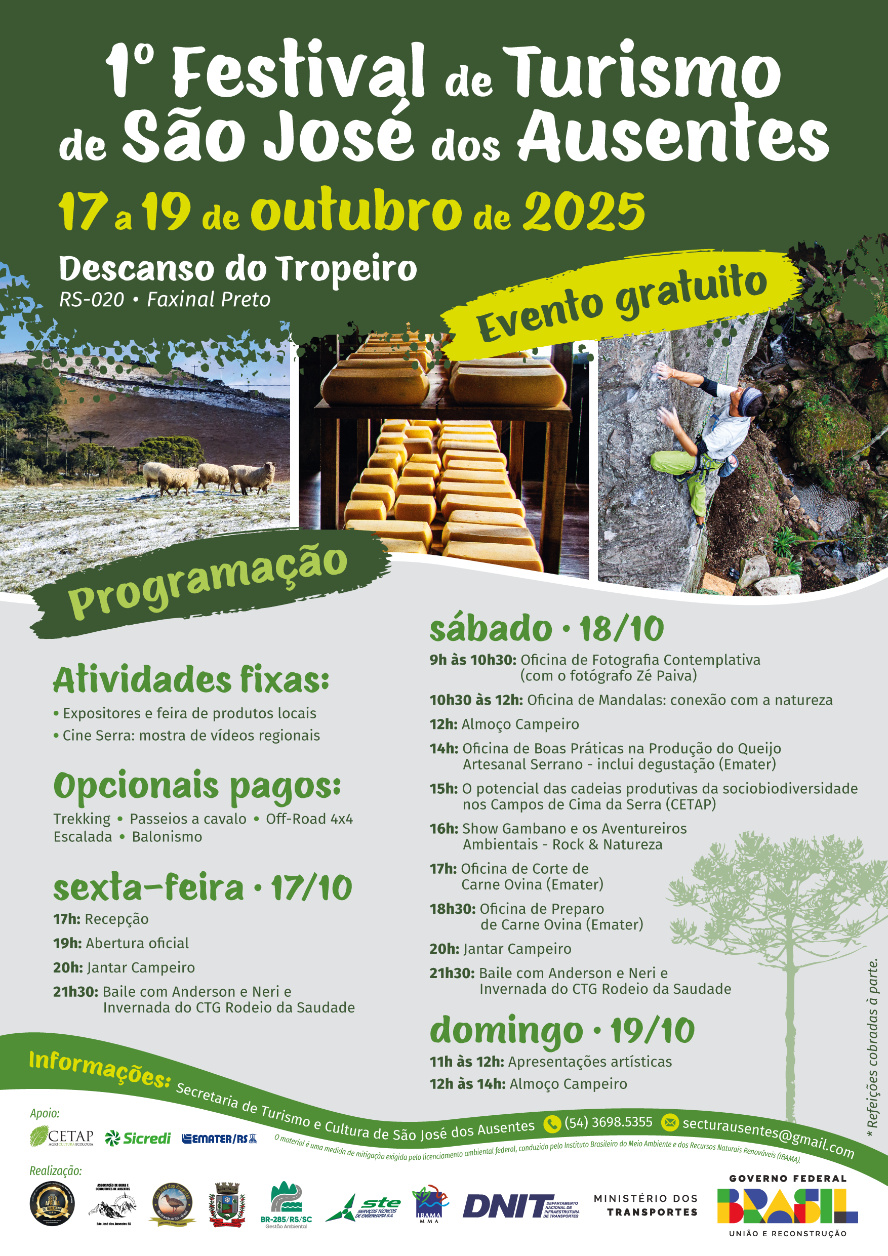 Cartaz 1º Festival de Turismo de São José dos Ausentes