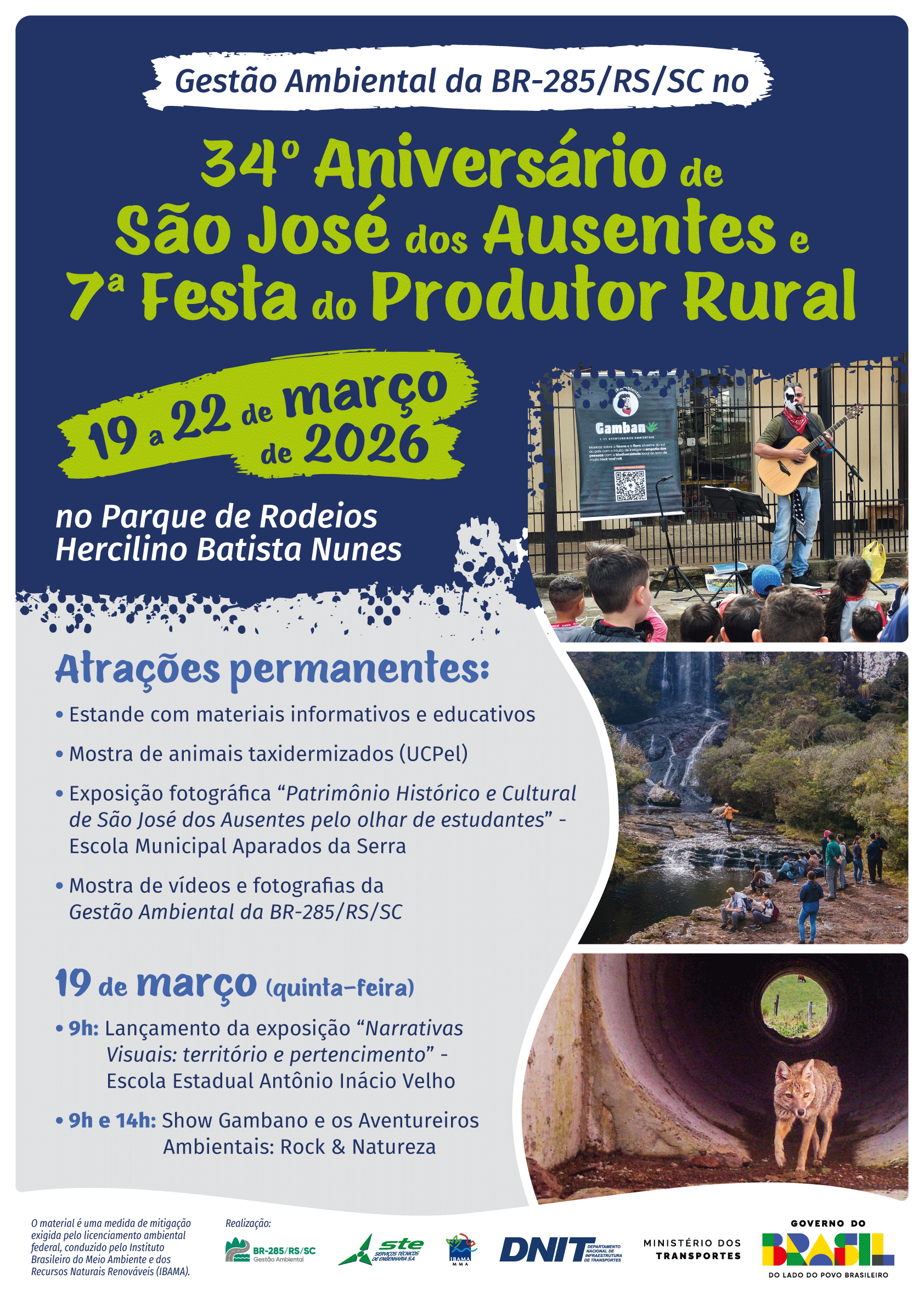 Cartaz Aniversário de São José dos Ausentes e Festa do Produtor Rural
